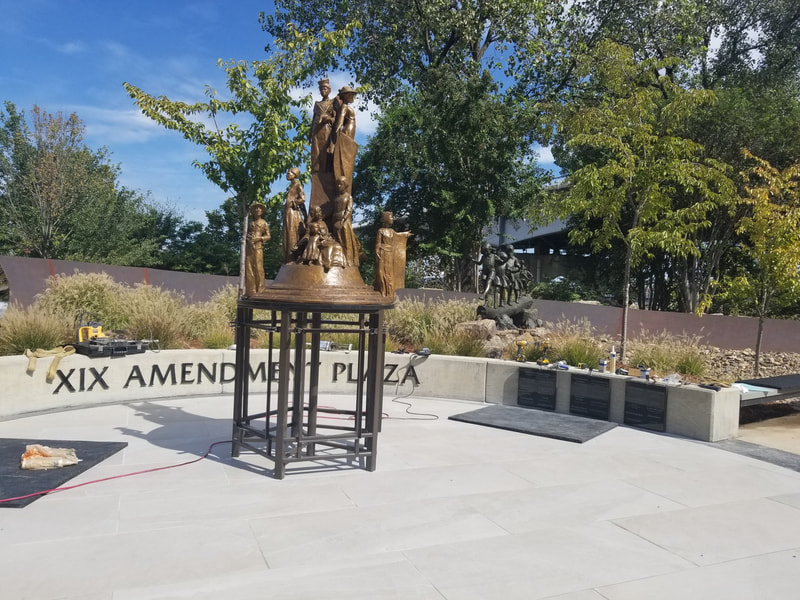 10/9/2019 #ThisJustIn #PublicArt
​
The National Sculptors' Guild has just finished installing NSG Fellow Jane DeDecker’s “Arkansas Nineteenth Amendment Memorial” bronze sculpture with its custom designed granite and stainless-steel base in Little Rock, Arkansas. Could it be more gorgeous?!!

Special thanks to the Sculpture at the River Market and City of Little Rock for creating such a beautiful plaza for the sculpture.


Installation images shown below