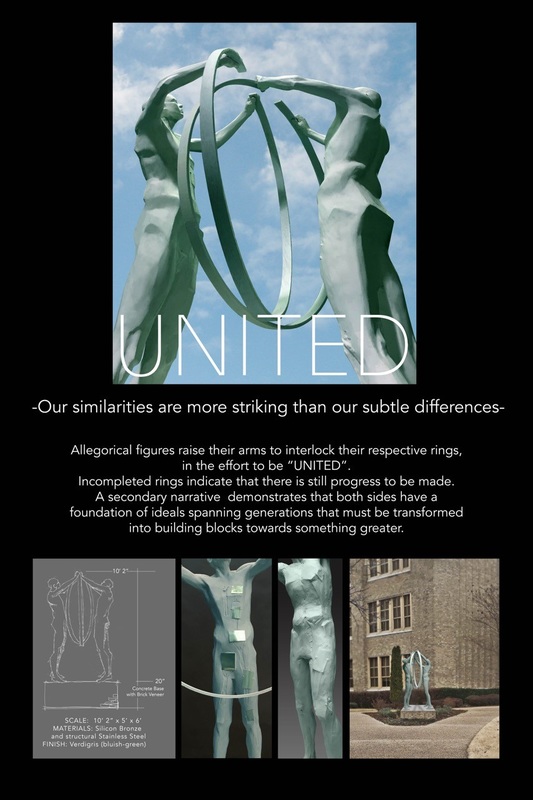 Clay Enoch National Sculptors' Guild UNITED selected for Central High School Little Rock Arkansas Public Art competition winner Our Similarities are more striking than our subtle Differences