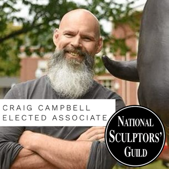 The National Sculptors' Guild Fellows have elected Craig Campbell as an Associate Member, So we have new art to show and sell! His work is expressive and covers the gamut of subjects from strong and serious, to playful and imaginative; figurative or wildlife. We can't wait to see what new sculptures come from his studio. Shop his artwork online  Craig Campbell began sculpting more than 25 years ago and received his BFA in sculpture  from Wichita State University. To further his  goal to create figurative and representational  work, he began a rigorous program of self-study in the areas of human and animal anatomy,  movement, character, and proportion. He has created work for both commercial clients and fine art galleries, and his work has been commissioned by zoos and theme companies, toy companies, and the film industry, including  work for The Hobbit, Elysium and Mad Max. He  was a featured artist in the HISTORY channel’s  “Monument Guys” TV series. ​