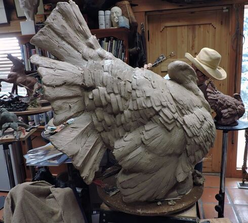 Perhaps a big bronze turkey is more 2020's speed in lieu of any big gatherings to eat turkey this holiday season.  ​If this turkey by Sandy Scott interests you, and you want it to grace your space, please contact us for details.  #Turkey #TheStrut #SandyScott #Bronze #Sculpture #ColumbineGallery #WIP #HappyThanksgiving #TurkeyArt  