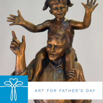 Artful gifts, perfect for dad! Paintings and Sculpture that show family, kids, father and child, connection with nature, maybe even depicts the man himself, strong, masculine, playful, serious. Dress up that office or man-cave with a memorable fine art piece.  The items listed in this section of our online store are in-stock, ready to ship for Father's Day.* ​    *Please order before June 15th, We'll do our best to quickly yet safely pack and ship your new family heirloom.