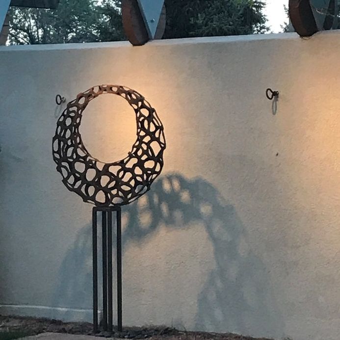 Steve Shachtman's Lunar 5. The National Sculptors' Guild Sculpture Garden is filling up for summer with new sculpture and blossoms. We are pleased to have three new pieces from Stephen Shachtman. click the images below to shop online.