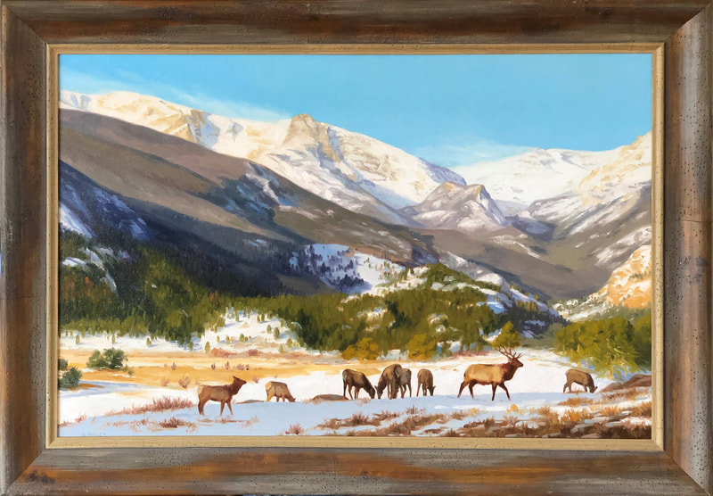 Oil painting by GARY MILLER available at Columbine Gallery Colorado's Largest Fine Art Source Specialists in Public Art and Home Decor
Being an admirer of Mother Nature, Gary is inspired by the roaring waterfalls, bugling elk, and mountain vistas that have surrounded him most of his life. Primarily an oil painter; his landscapes and wildlife paintings reflect this appreciation.
Gary Miller was born in Oklahoma, but moved to Pueblo, Colorado at an early age. As a child, Gary found immense pleasure in painting and drawing. What started as a recreational activity soon blossomed into a lifelong passion. Gary worked with Union Pacific Railroad after receiving a Bachelor of Arts degree from Southern Colorado State College in 1972 (now Colorado State University – Pueblo). He retired from the railroad in 2010 and began painting full time. In 1987, the Colorado Cattleman’s Association magazine, “The Cattle Guard”, featured Gary’s painting on its cover. Over the years he has been widely collected and has shown in galleries throughout Colorado; as well as Taos, New Mexico; Oklahoma; Kansas; and Wyoming. One of Gary’s painting is displayed in the visitor center of the Japanese sister city to Abilene, Kansas. He now resides in the mountains west of Fort Collins, Colorado with his wife, Tammie, in a home they built together.  
